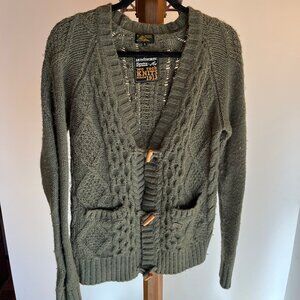 Le Mont Saint Michel Vintage Small Olive Toggle Wool-Blend Cardigan